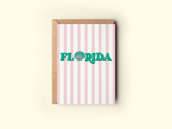 The Shelley Society - FLORIDA Colorful Seashell Beach Coastal Greeting Card