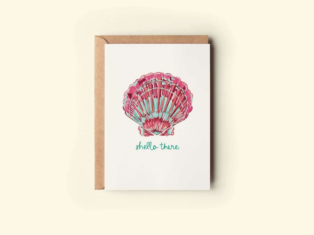 The Shelley Society - Shello There Seashell Beach Coastal Punny Greeting Card