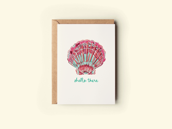 The Shelley Society - Shello There Seashell Beach Coastal Punny Greeting Card