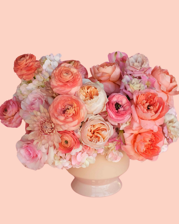 all pink valentine's day flower arrangement