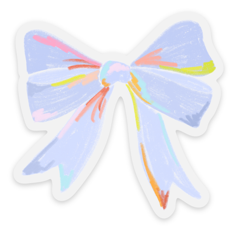 Elyse Breanne Design - Clear Periwinkle Bow Sticker, 2.5x2.45in.