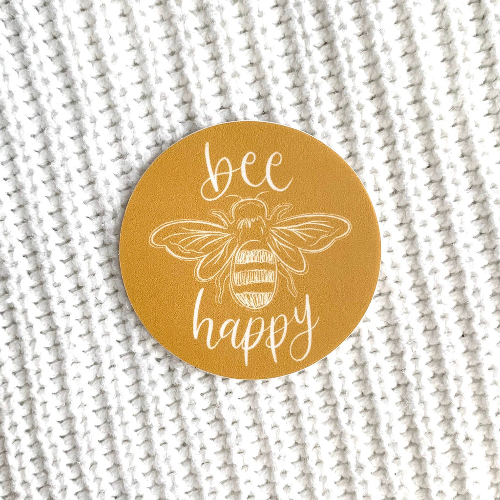 Elyse Breanne Design - Bee Happy Sticker 2x2in.
